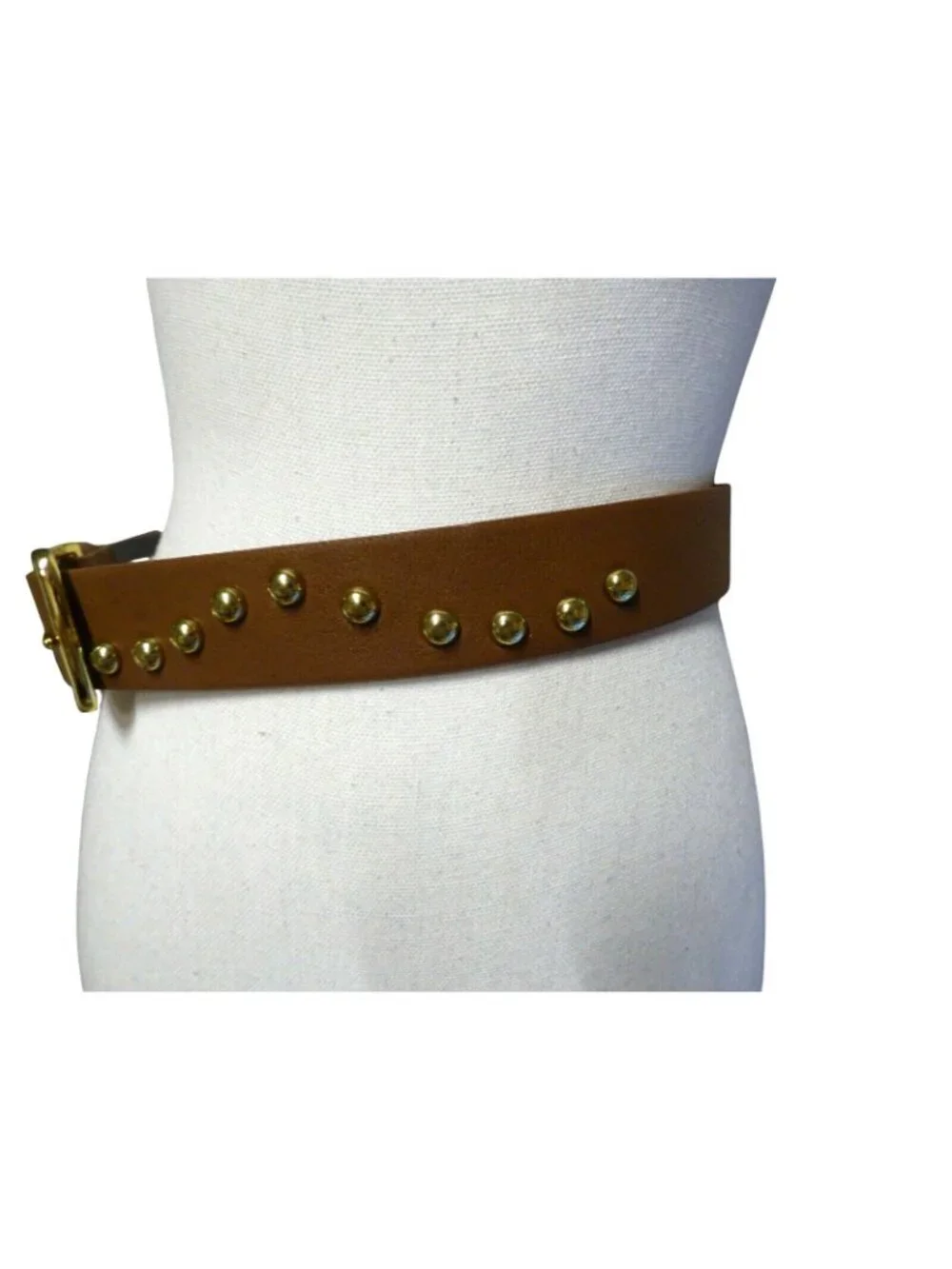 Kenneth Cole Reaction Women’s Rivet embellished 2.5”leather belt, Brown, S
